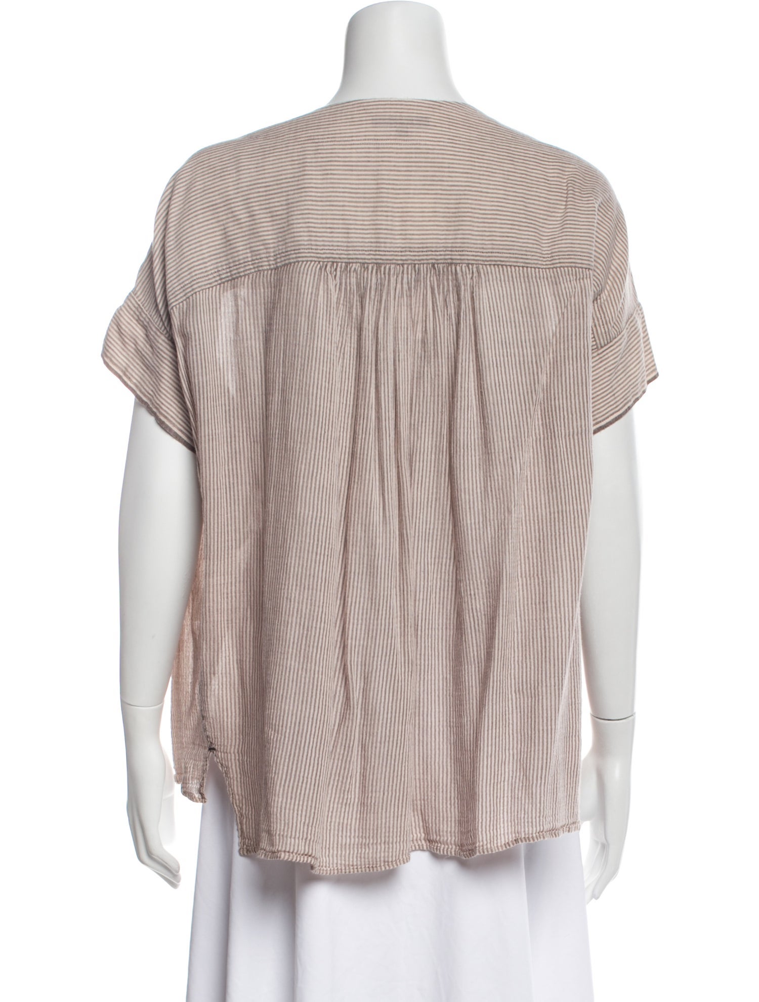 Pas De Calais Striped V-Neck Button-Up Top